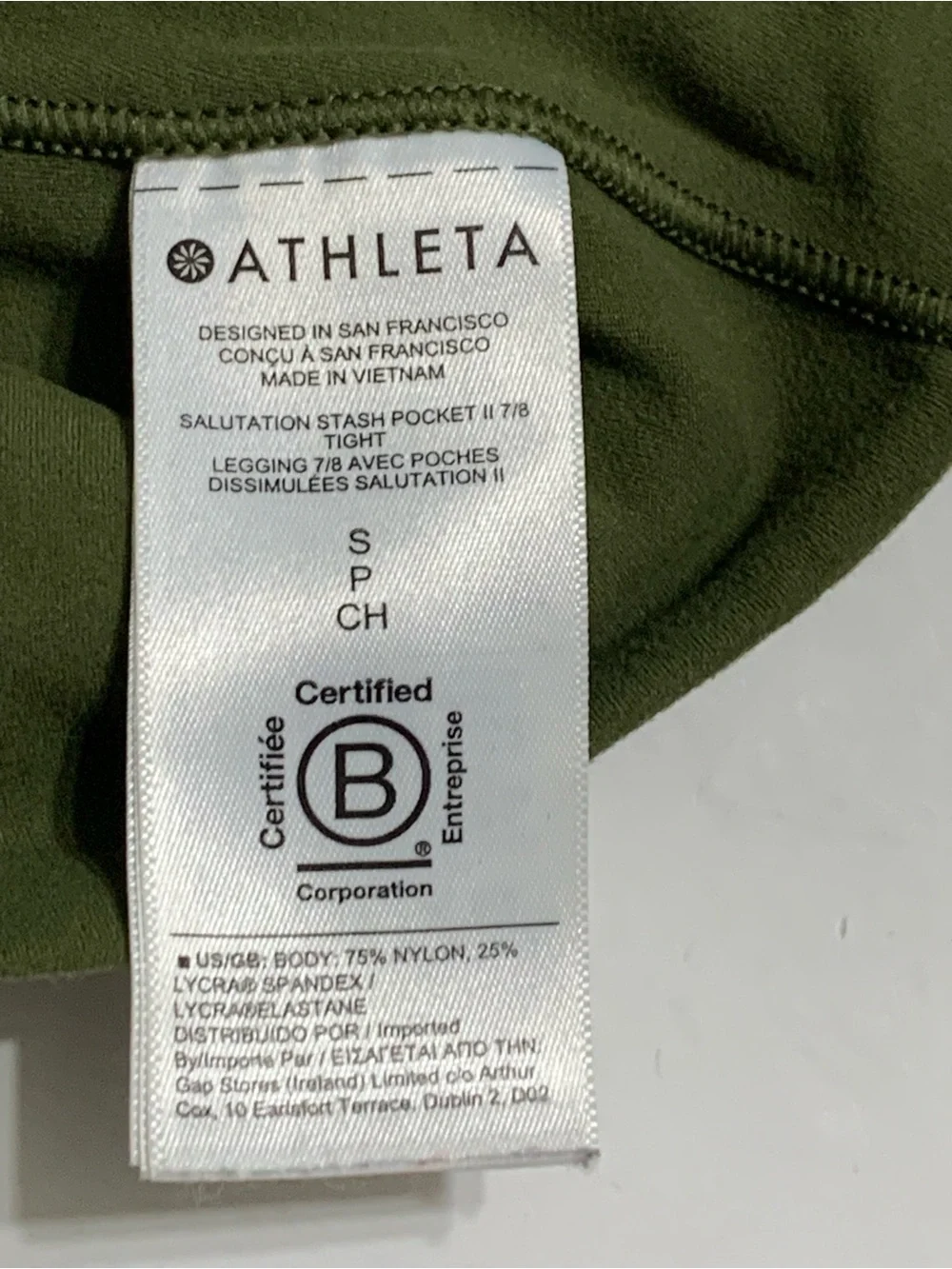 Athleta Women’s Olive Green High-Waist Leggings